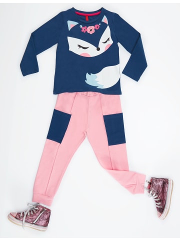 2tlg. Outfit "Cute Fox" in Dunkelblau/ Rosa