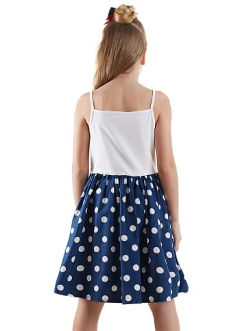 Jurk donkerblauw/wit