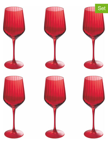 Kieliszki (6 szt.) "Optic" w kolorze czerwonym do wina - 510 ml