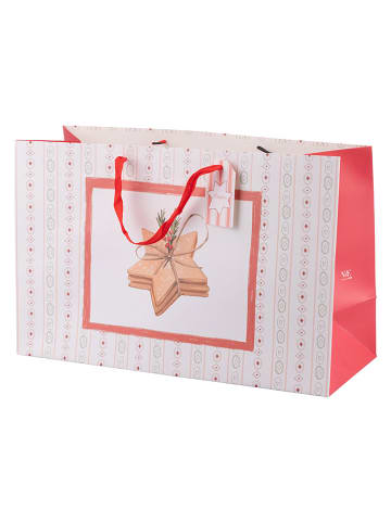 Torebki prezentowe (12 szt.) w kolorze biało-czerwonym - 39 x 25 x 15 cm