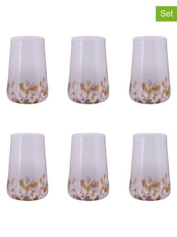Szklanki (6 szt.) "Lilia" w kolorze złoto-białym - 590 ml