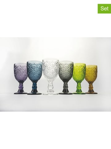Kieliszki (6 szt.) "Marrakech" w różnych kolorach do wina - 280 ml