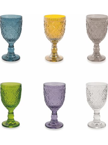 Kieliszki (6 szt.) "Marrakech" w różnych kolorach do wina - 280 ml