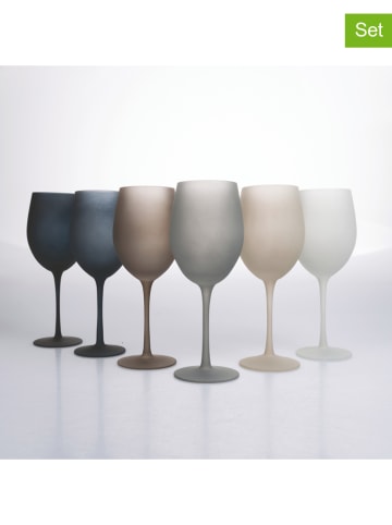 Kieliszki (6 szt.) w kolorze niebiesko-beżowo-białym do wina - 550 ml