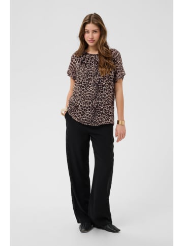 Blouse taupe/zwart