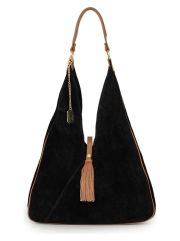 Leren schoudertas "Ludinia" zwart - (B)40 x (H)28 x (D)10 cm