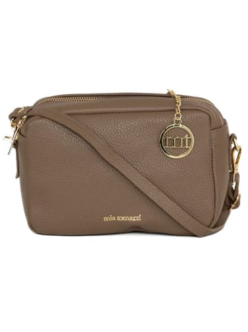 Leren schoudertas taupe - (B)23 x (H)16 x (D)11 cm