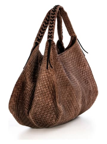 Skórzany shopper bag "Pitigliano" w kolorze brązowym - 41 x 34 x 30 cm