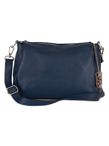 Leren schoudertas "Melfi" blauw - (B)26 x (H)19 x (D)9 cm