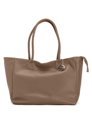 Leren schoudertas "Zuara" taupe - (B)35 x (H)27 x (D)16 cm