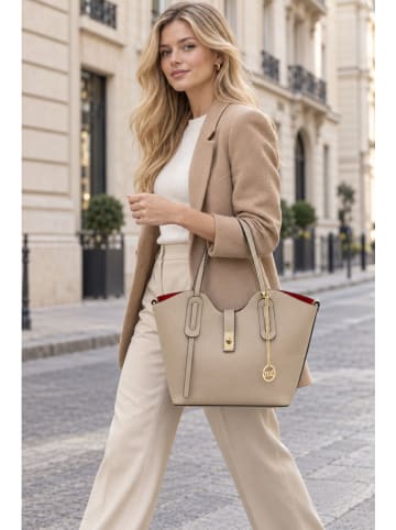Leren schoudertas "Morbegno" beige - (B)30 x (H)20 x (D)10 cm