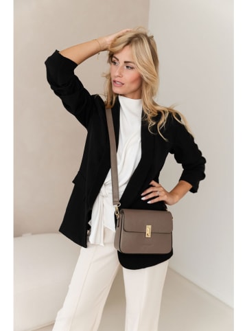 Leren schoudertas taupe - (B)22 x (H)16 x (D)7 cm