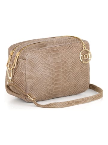 Leren schoudertas "Ortles" taupe - (B)21 x (H)14 x (D)8 cm