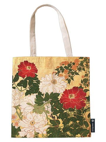 Einkaufstasche ''Natsu'' in Beige/ Rot/ Grün - (L)38 x (B)38 cm