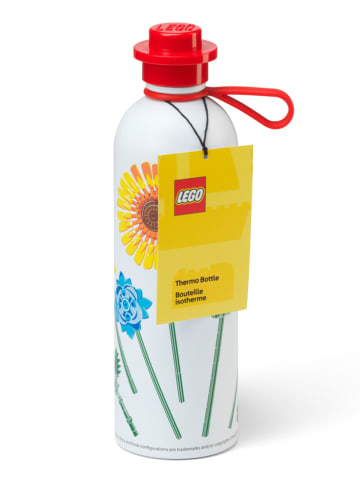 Bidon "Spring Flower" w kolorze biało-żółto-czerwonym - 560 ml