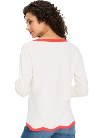 Trui wit/koraalrood