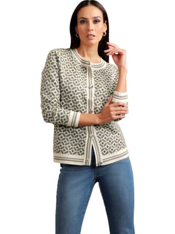 Cardigan in Grau/ Weiß
