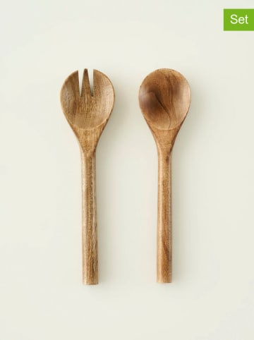 2-częściowy zestaw "Wooden" w kolorze brązowym - dł. 28 cm