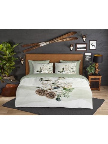 Flanellen beddengoedset "Marjan" groen/crème
