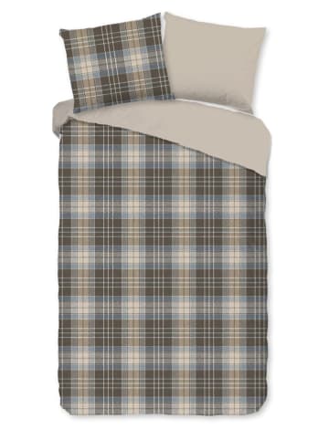 Flanellen beddengoedset  "Cambridge" bruin/beige