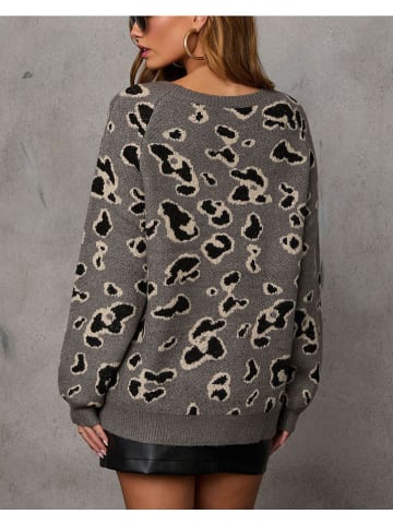 Sweter w kolorze szaro-czarno-kremowym