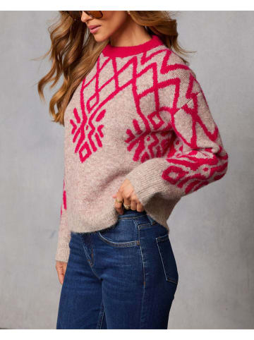 Sweter w kolorze szarobrązowo-różowym
