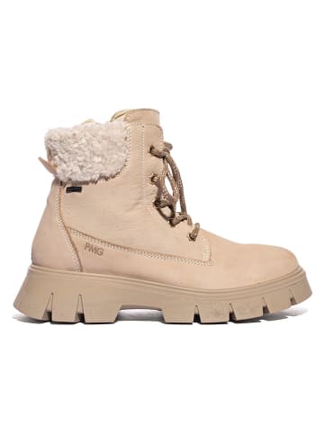 Leder-Winterboots in Beige