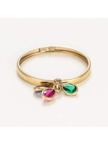 Gouden ring "3 pierres de couleurs" met edelstenen