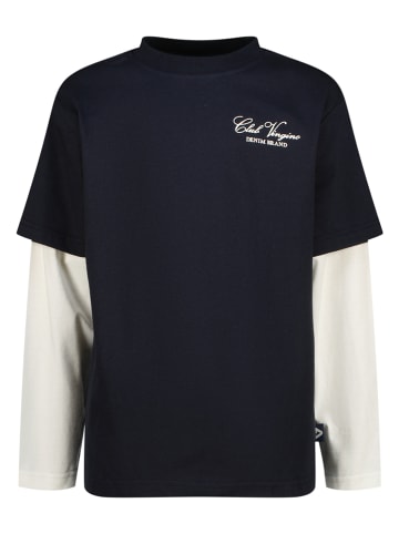 Longsleeve donkerblauw/crème