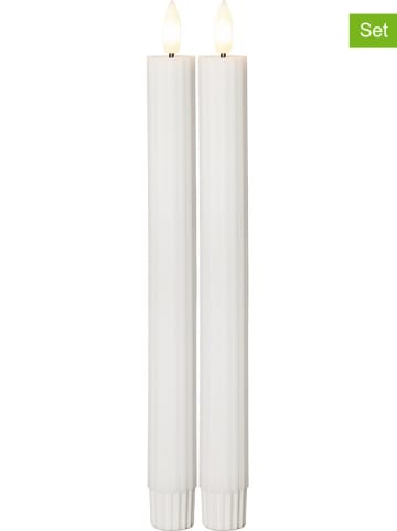 Świece LED (2 szt.) "Flamme Stripe" w kolorze białym - wys. 25 cm