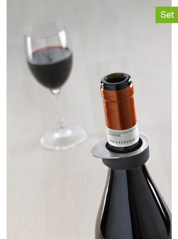 2-delige set: druppelstop "Wine and Dine" zilverkleurig - Ø5,5 cm