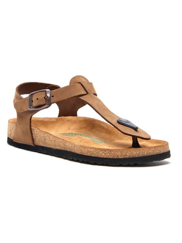 Leder-Zehensandalen in Sand