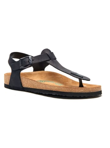 Leder-Zehensandalen in Schwarz