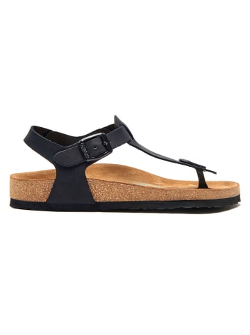 Leder-Zehensandalen in Schwarz