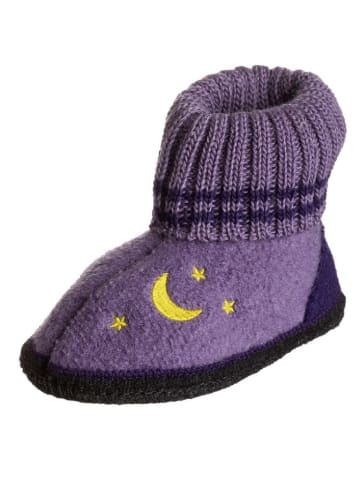 Hüttenschuhe "Mond+Sterne" in Lila