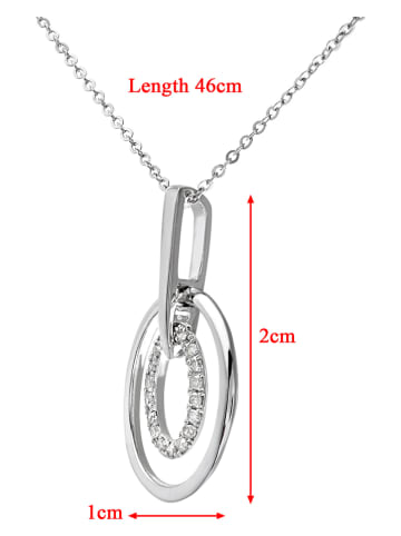 Witgouden ketting met diamanten - (L)46 cm