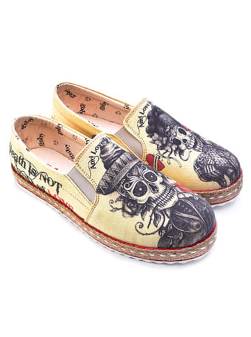 Slipper in Beige/ Dunkelblau