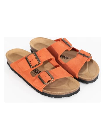 Leren slippers oranje