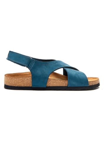 Leder-Sandalen in Dunkelblau