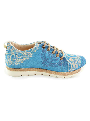 Sneakers beige/blauw