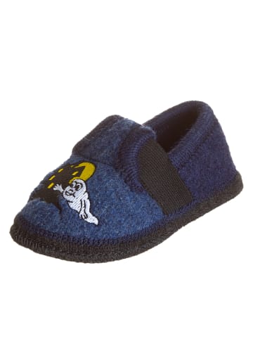 Pantoffels van wolvilt "Gespents" donkerblauw