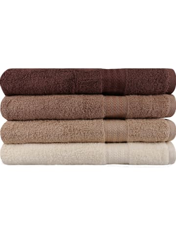 4er-Set: Duschtücher in Creme/ Beige/ Braun