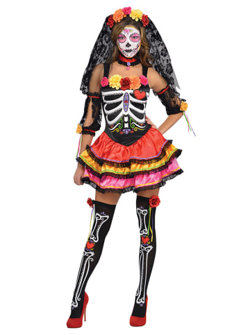 5-delig kostuum "Day of the Dead" zwart/meerkleurig