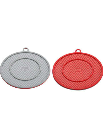 Silikon-Untersetzer "Flexxibel" in Grau/ Rot - Ø 18,5 cm