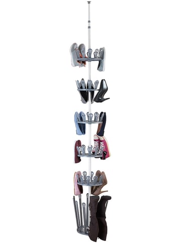 Teleskop-Schuhregal "Achilles" in Weiß/ Grau - (H)300cm