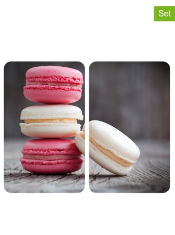 2er-Set: Herdabdeckplatten "Macarons" in Grau/ Pink - (L)30 x (B)52 cm