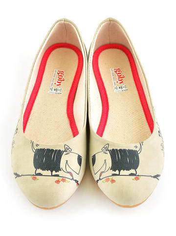 Leder-Ballerinas in Beige