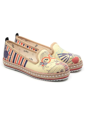 Espadryle w kolorze beżowym ze wzorem