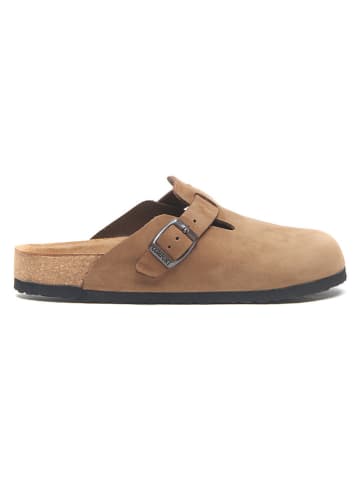 Leren clogs zandkleurig