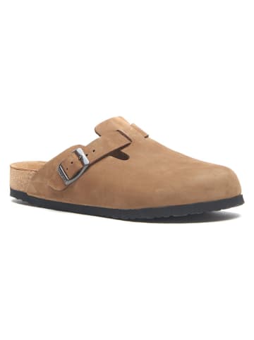 Leren clogs zandkleurig